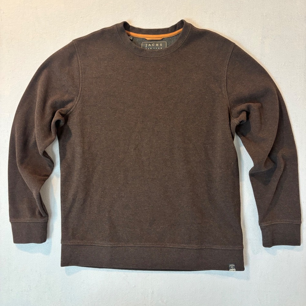 Jachs NY Mens Brown Wool Blend Crewneck Sweatshirt Pullover Size M 1799235